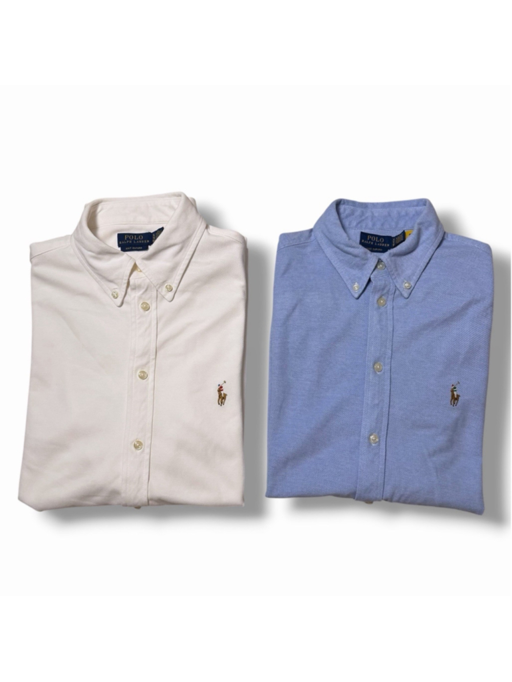 Polo Ralph Lauren Mens Knit Oxford LOT x2 Blue White XL Flesh Pony Slim Fit